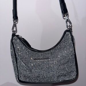 Aldo Black Crystal-Studded Shoulder Bag